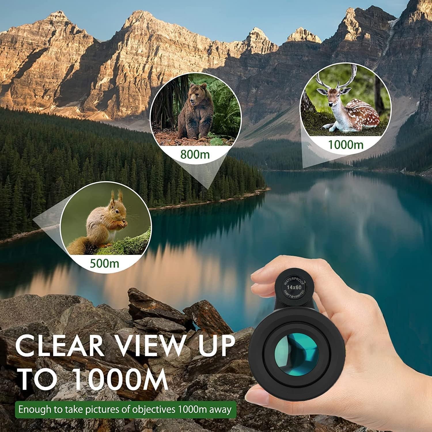 12x60 High Definition Monocular Telescope with Smartphone Adapter High Powered