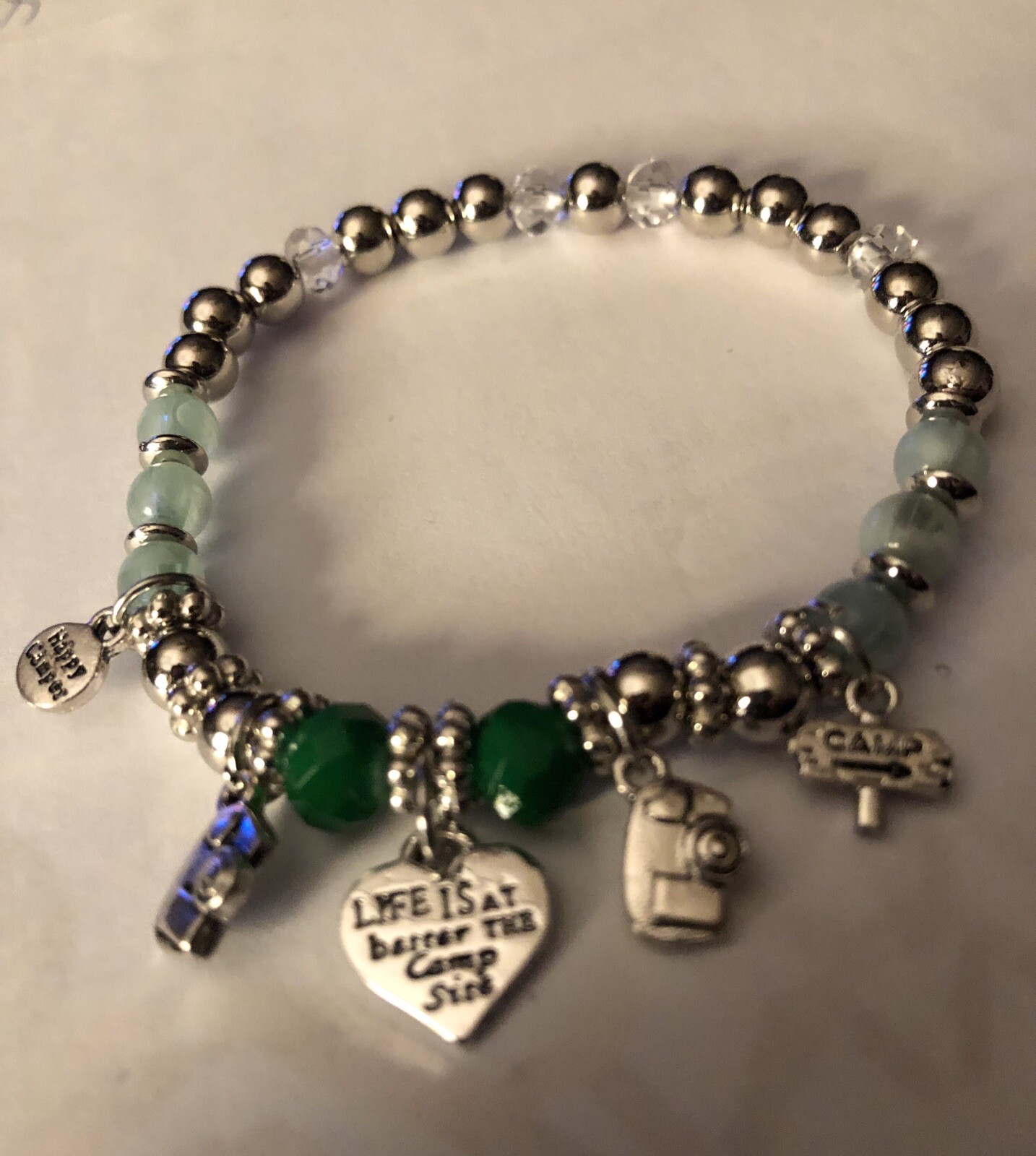 Dainty Camping Charm Stretch Bracelet