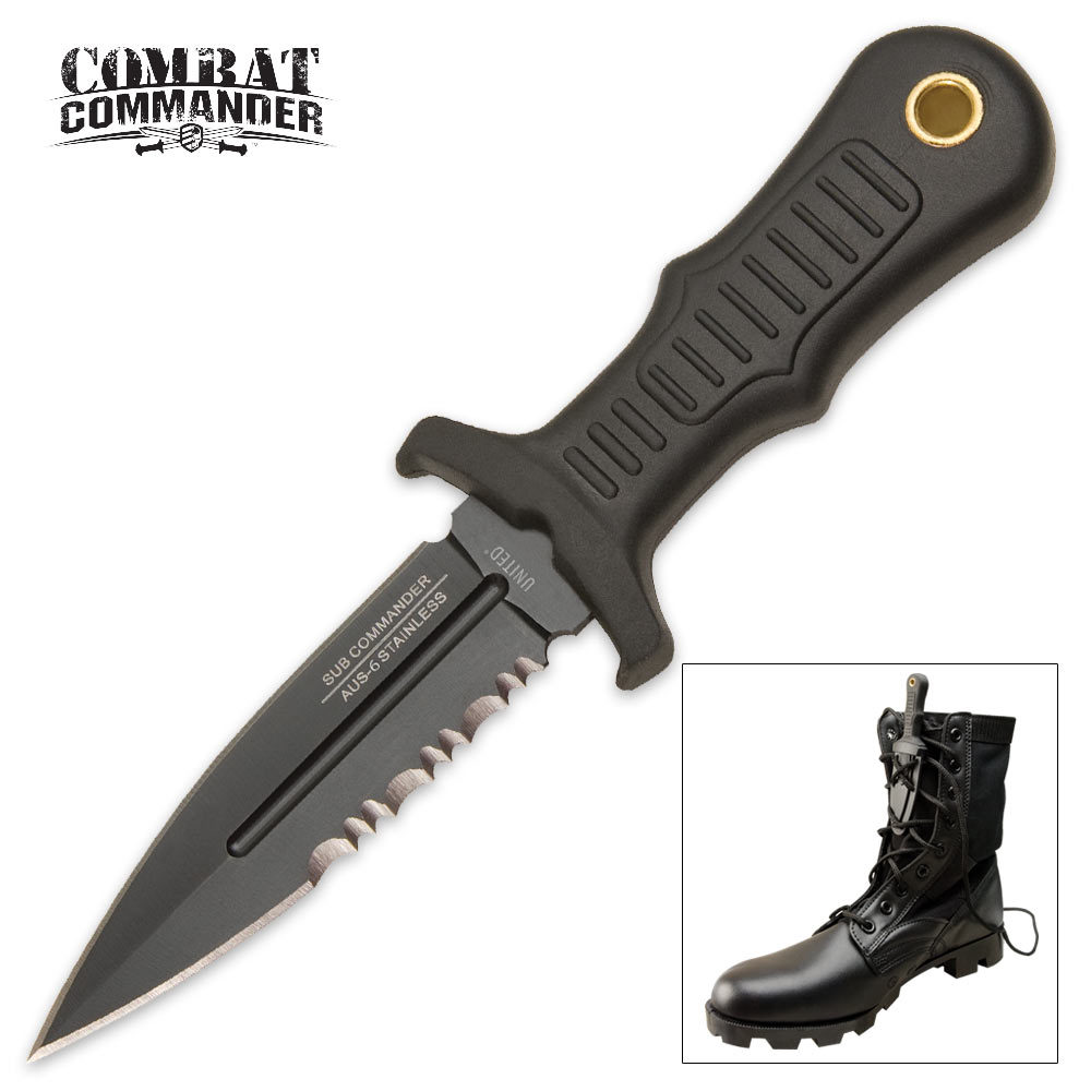 United Cutlery Black Mini Boot Knife Tactical Neck Dagger *No ship to MA & NJ*