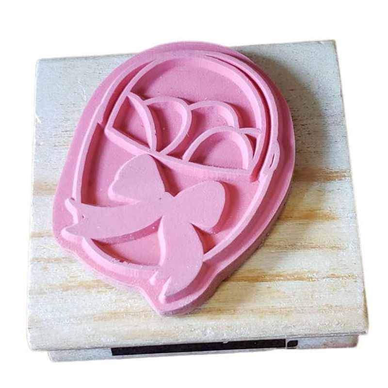 Spring Easter Basket With Eggs Craftsmart Wood Mounted Rubber Stamp