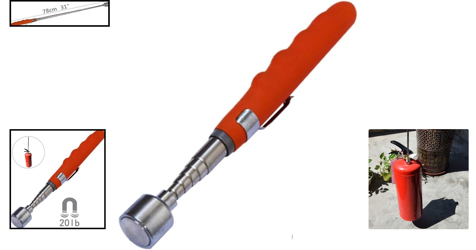 Magnetic Pickup Tool - 31'' Extendable Grabber with Cushion Grip for Mechanics