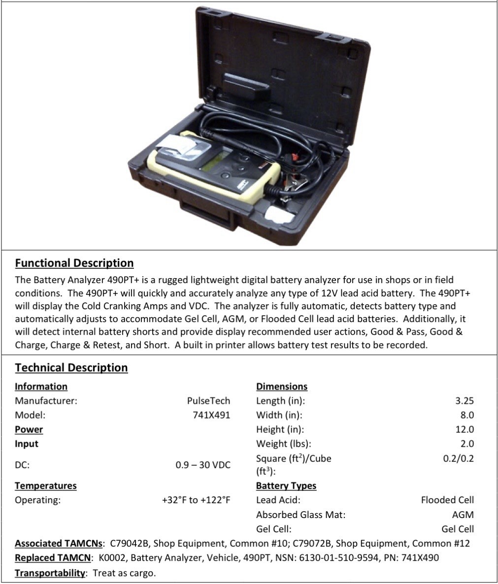 Pulsetech 490PT+ 12V Digital Battery Analyzer Tester & Printer