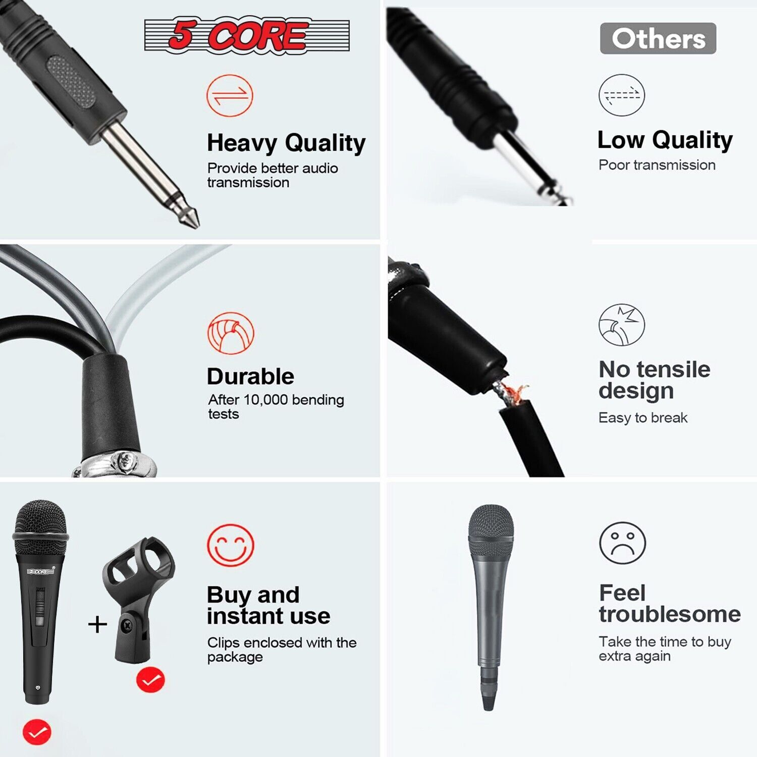 5Core XLR Microphone Dynamic Mic Karaoke Singing Studio Mics Handheld Microfono