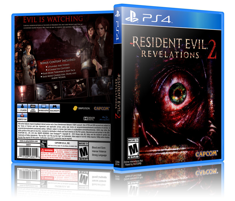Resident Evil: Revelations 2 - Replacement PS4 Cover and Case. NO GAME!!