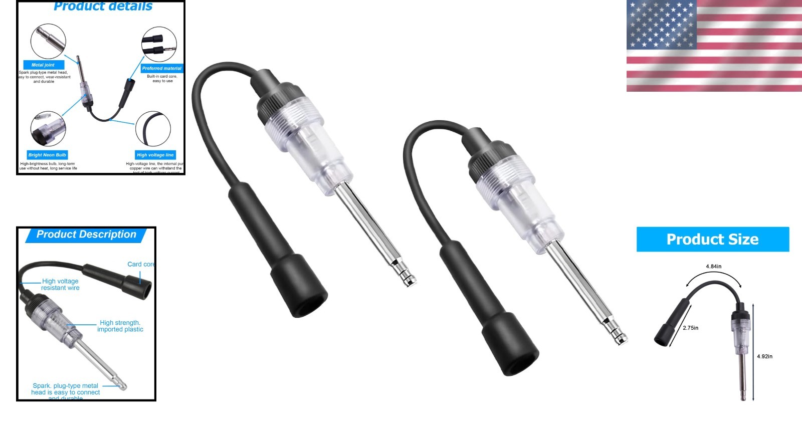 Car Inline Spark Plug , Automotive Engine Ignition Spark Plug Light Checker, ...
