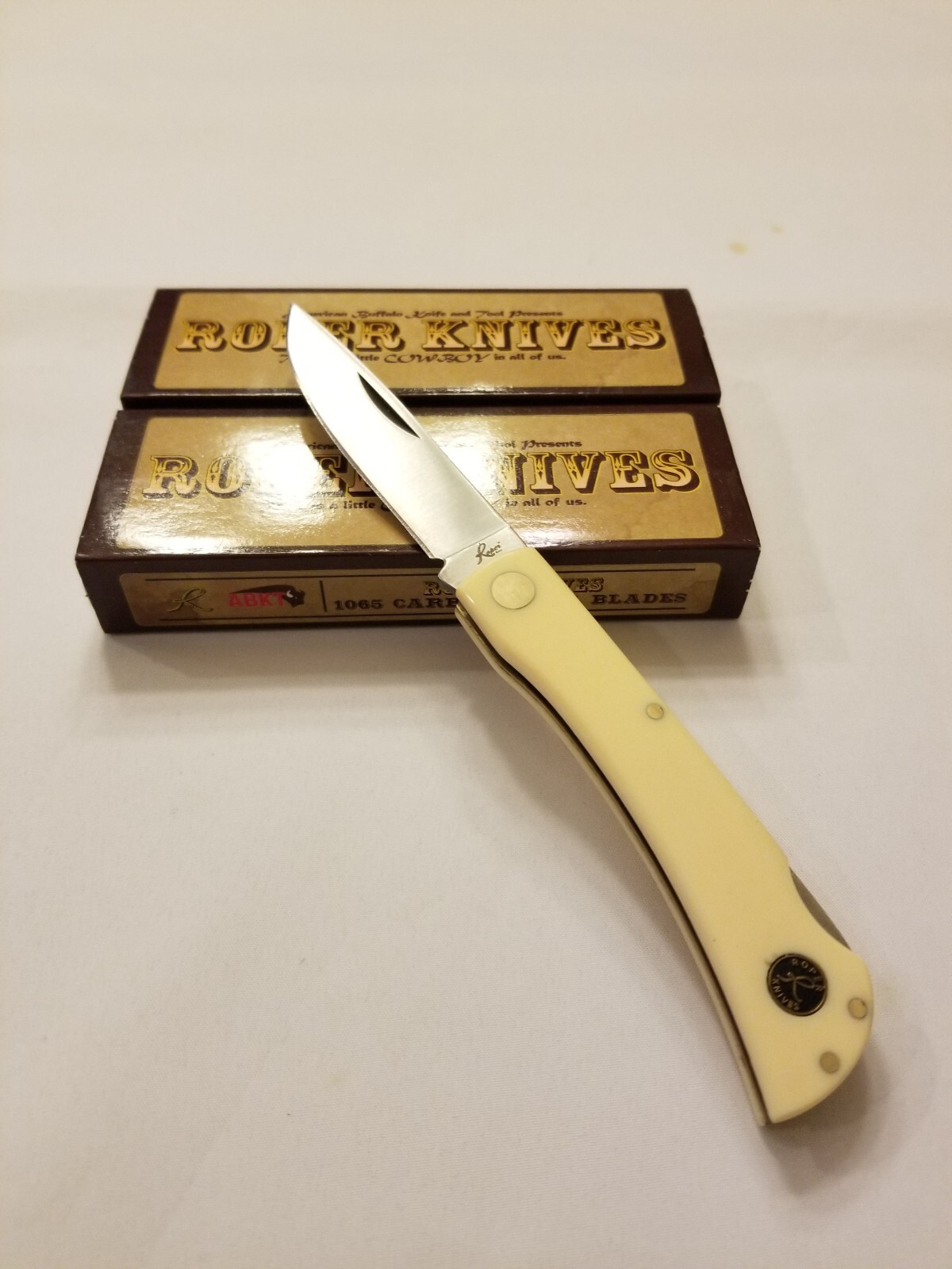 ROPER KNIFE - TUMBLEWEED YELLOW Lockback - Carbon Steel Blade - 3 3/4" CLOSED