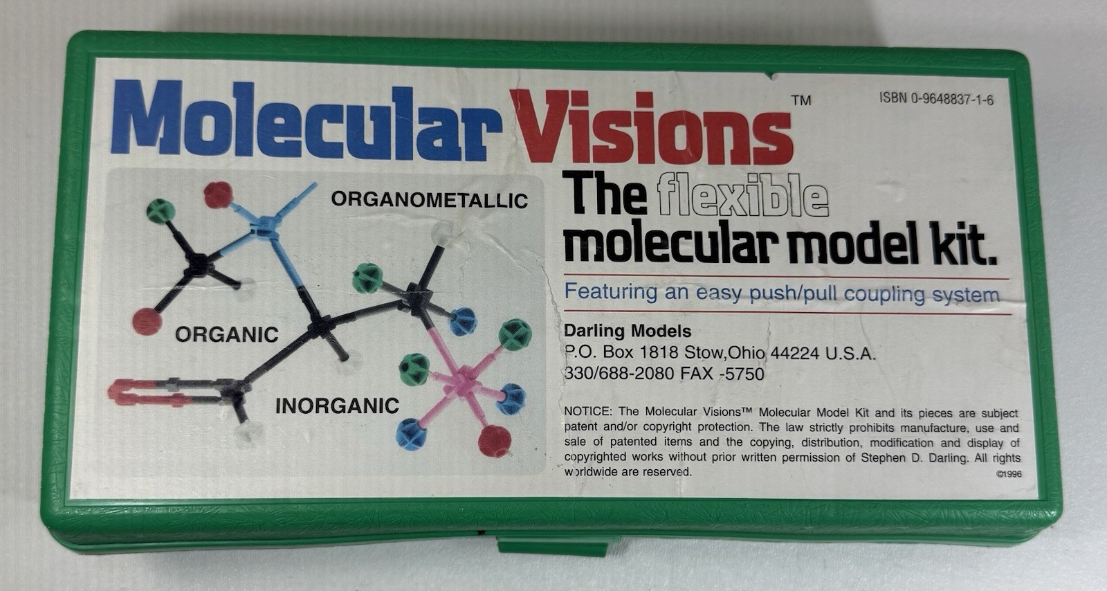 Molecular Visions The Flexible Molecular Model Kit Organic Chemistry Set 1996