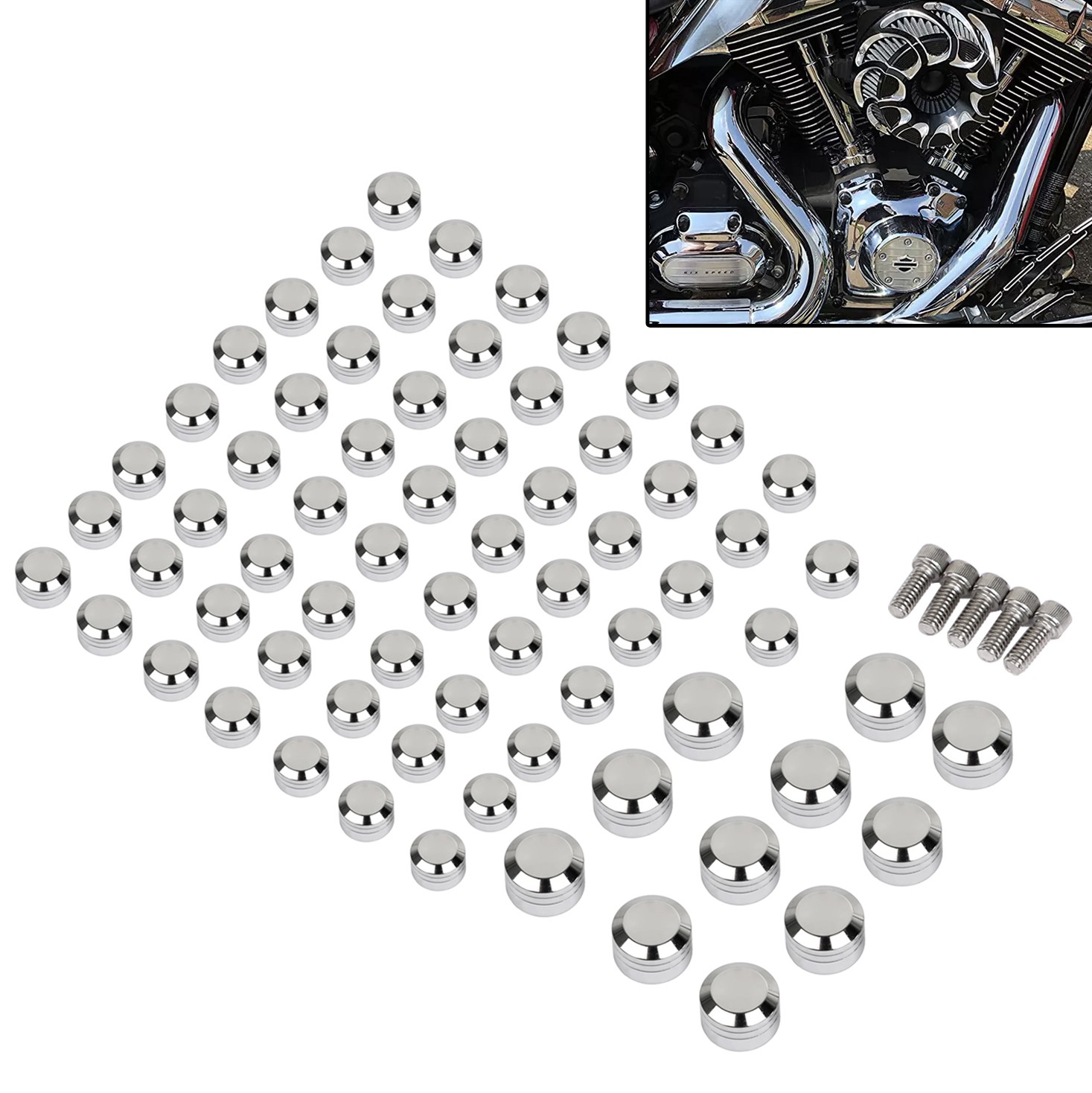 Chrome CNC Engine Topper Bolt Covers For Harley Blackline Softail Springer FXS