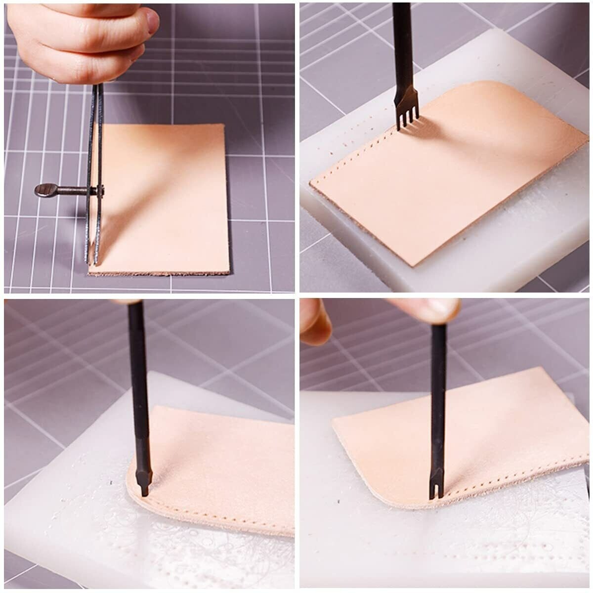 Leather Hole Punches Craft Tool 1/2/4/6 Prong DIY Diamond Lacing Stitching Punch