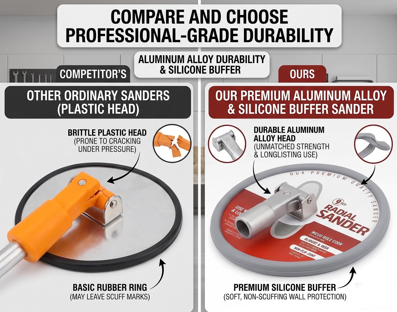 Aluminum Extendable Pole Sander & 10-Pack Sandpaper