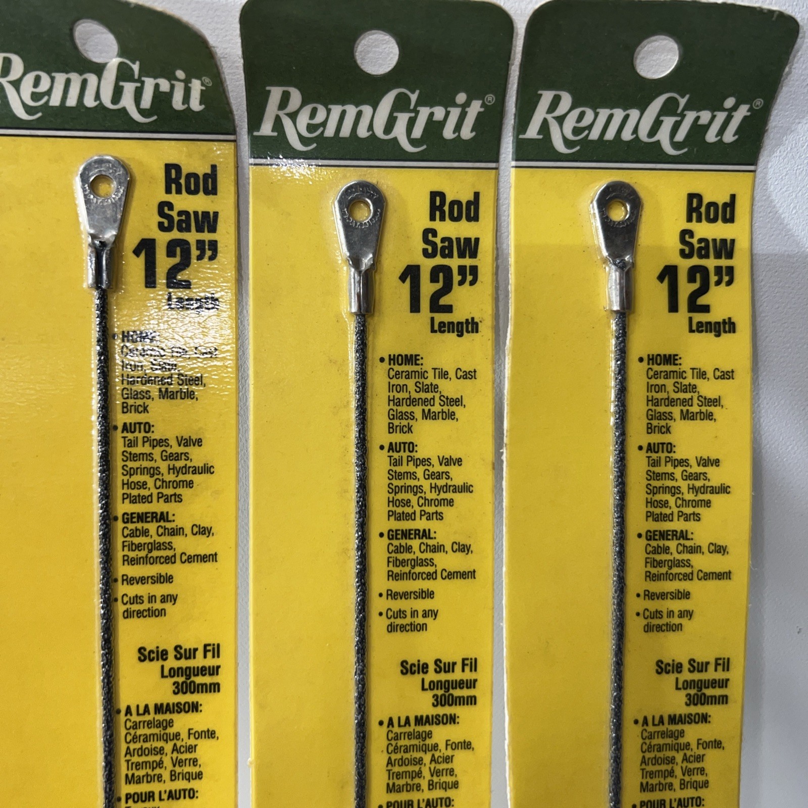 Lot Of 3 Remington 12" inch Tungston Carbide Grit Edge Rod Saw NOS