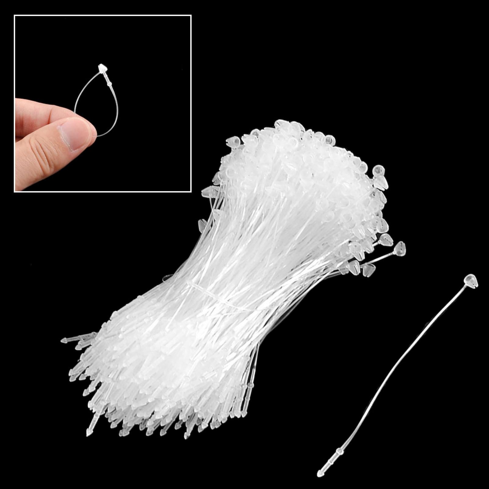 500 x White Snap Lock Pins Loop Price Label Tag Tagging Fastener 3" 80mm