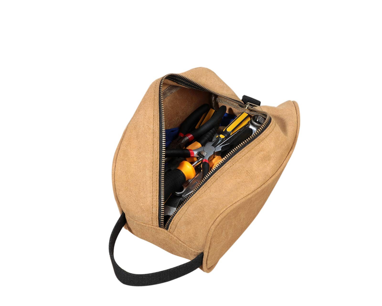 Heavy Duty 16 OZ Waxed Canvas Tool Bag, Multi-purpose Tool Pouch Tote Bags (K...