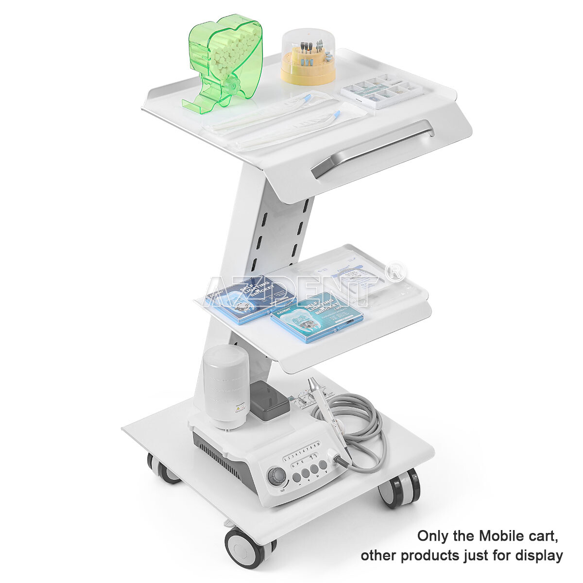AZDENT Dental Medical Rolling Tool Cart Drawer Socket Trolley Wheel Cabinet