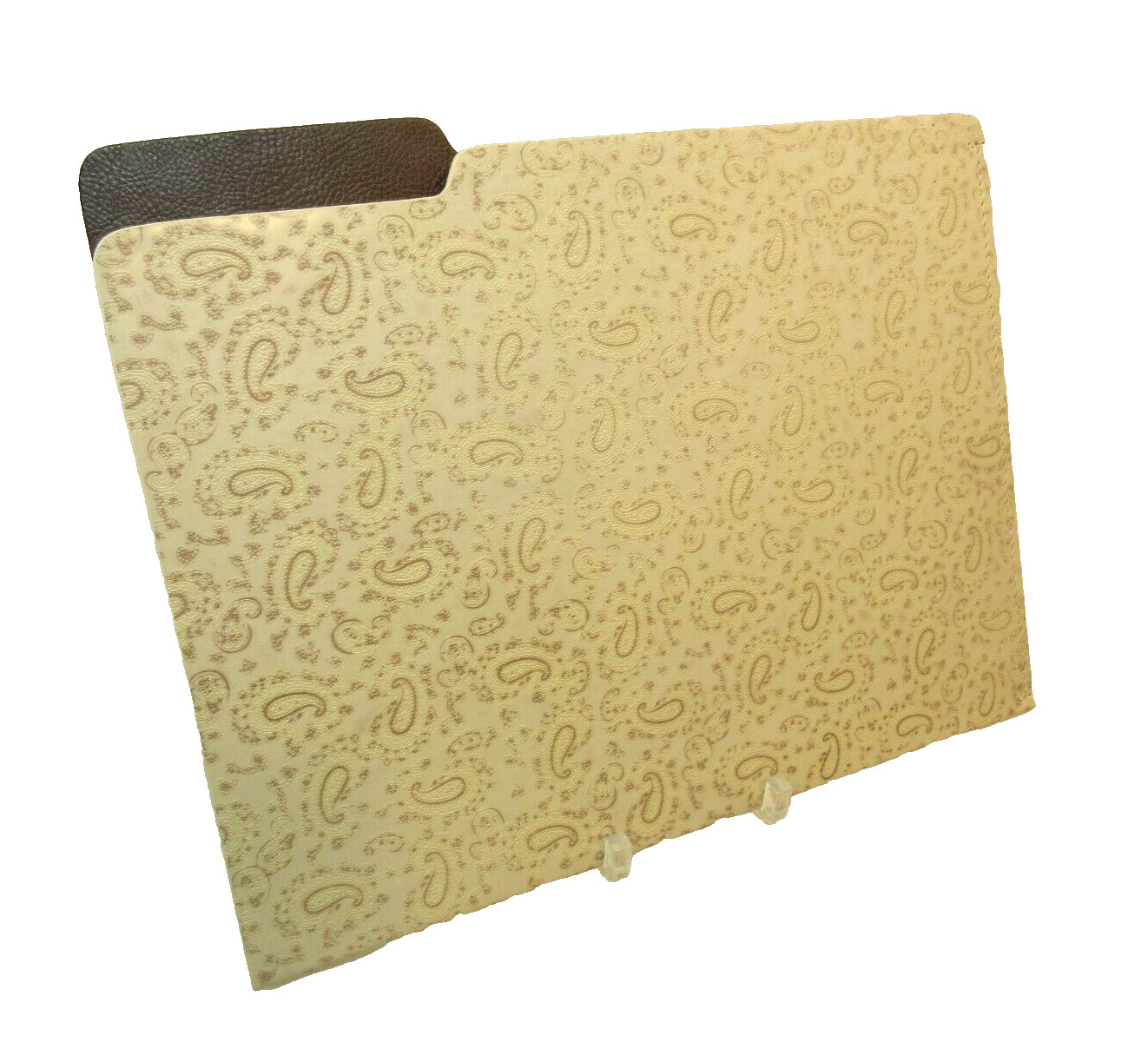 File Folder Leather Paisley Embossed Print Graphic Image Made in America Ivory
