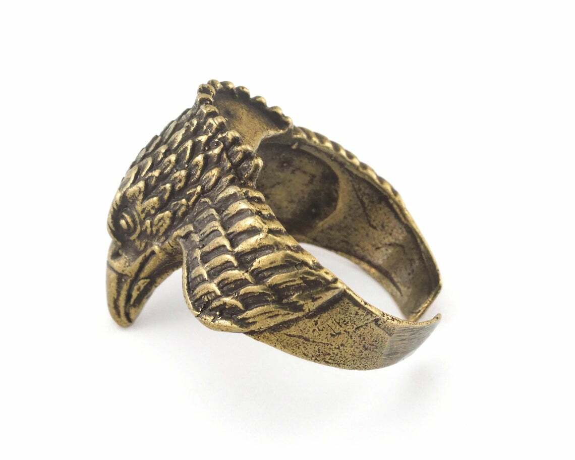 Eagle Adjustable Ring Antique Bronze Plated Brass 19mm 8.5US size Wild