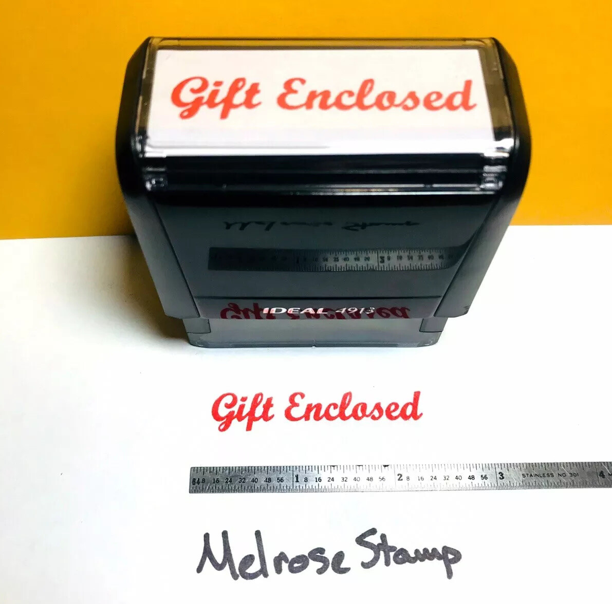 Gift Enclosed Rubber Stamp Red Ink Self Inking Ideal 4913
