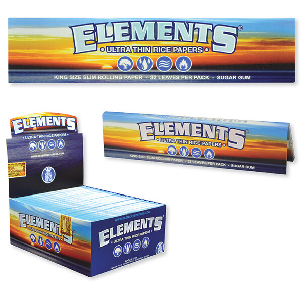 2x Elements King Size Slim Rolling Papers Ultra Thin Rice FREE USA Shipping!