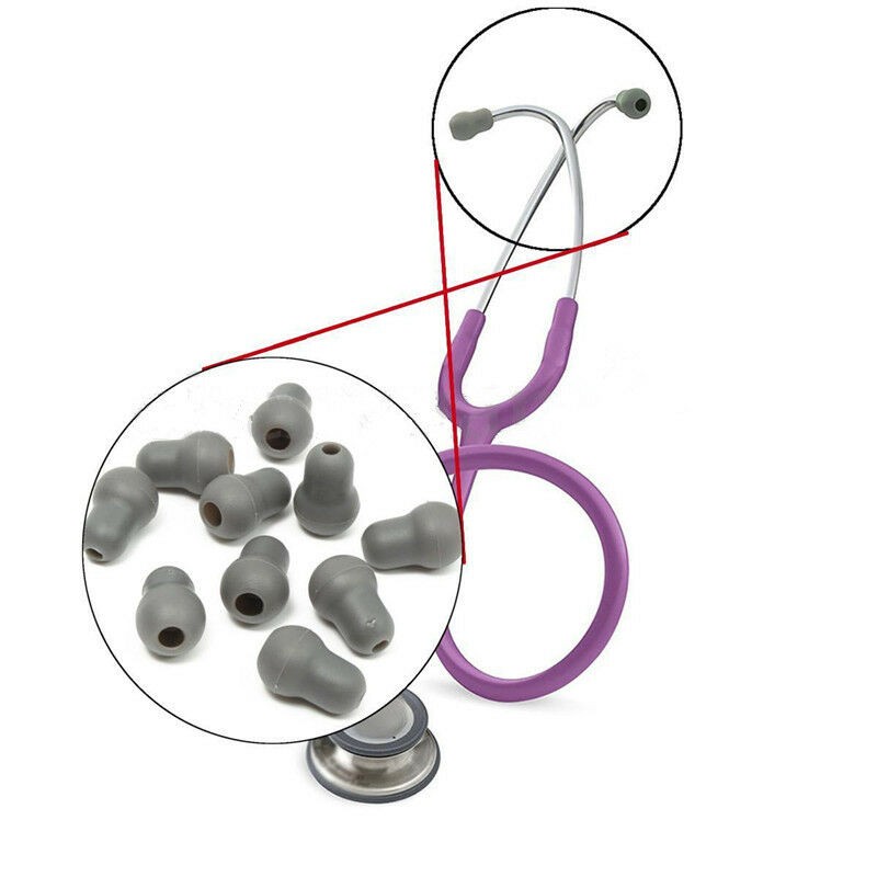 10Pcs Silicone Gray Soft Eartips Earplug Earpieces For Littmann Stethoscope yy