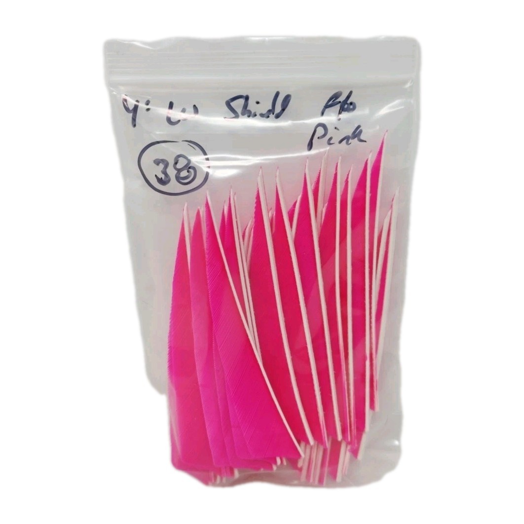 38 Count Archery Arrow Feathers 4" Left Wing: Shield Hot Pink