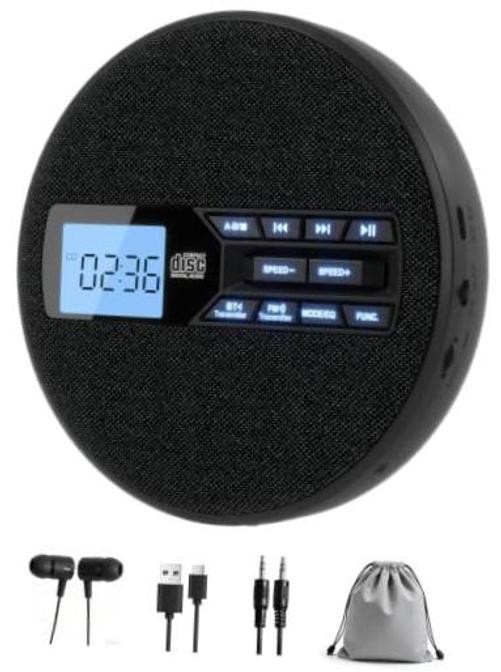 Portable CD Player with Bluetooth & FM Transmitter for Home & Car |
