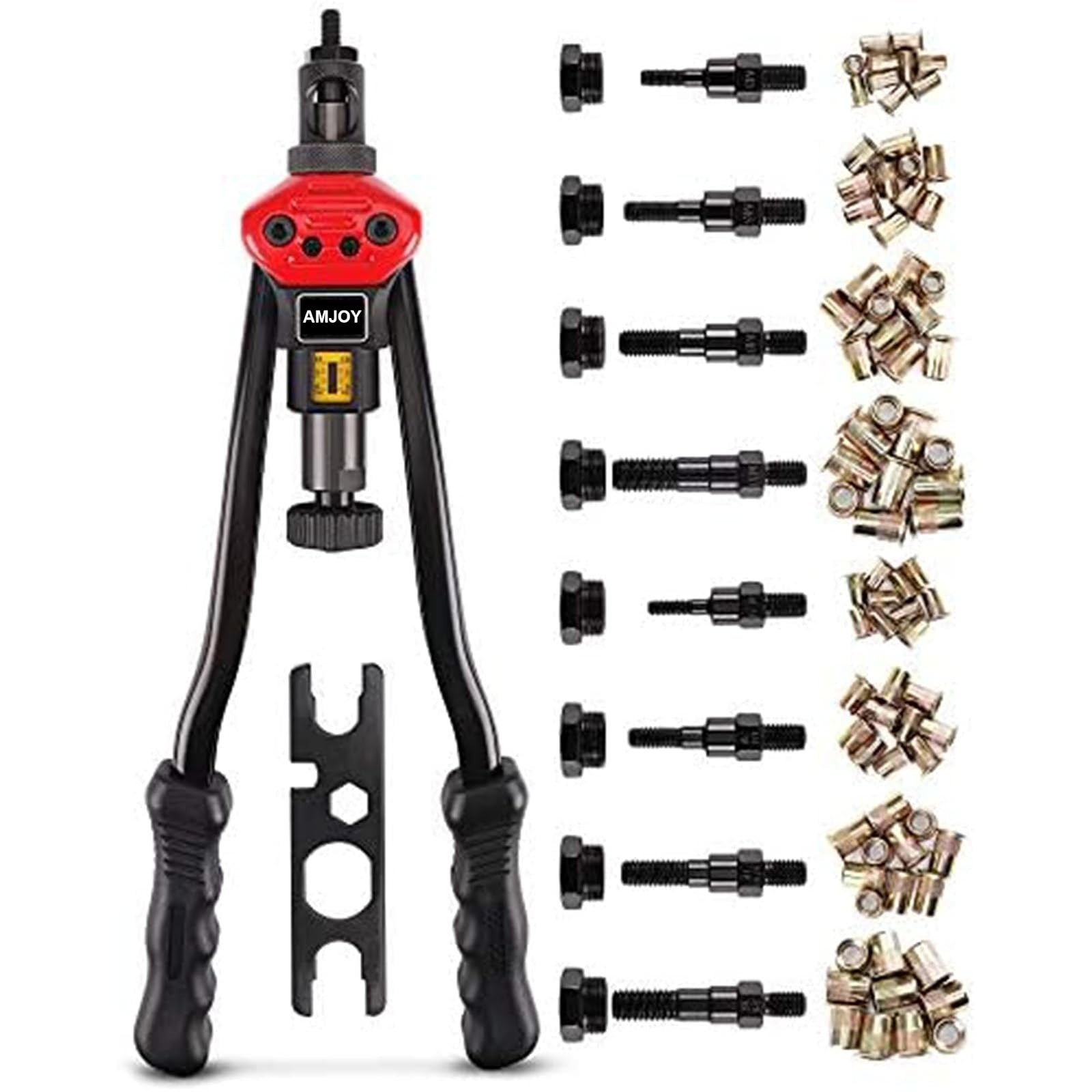 Amjoy M12 Rivet Nut Tool Set with 10 Rivet Nuts - Durable & Easy Replacement