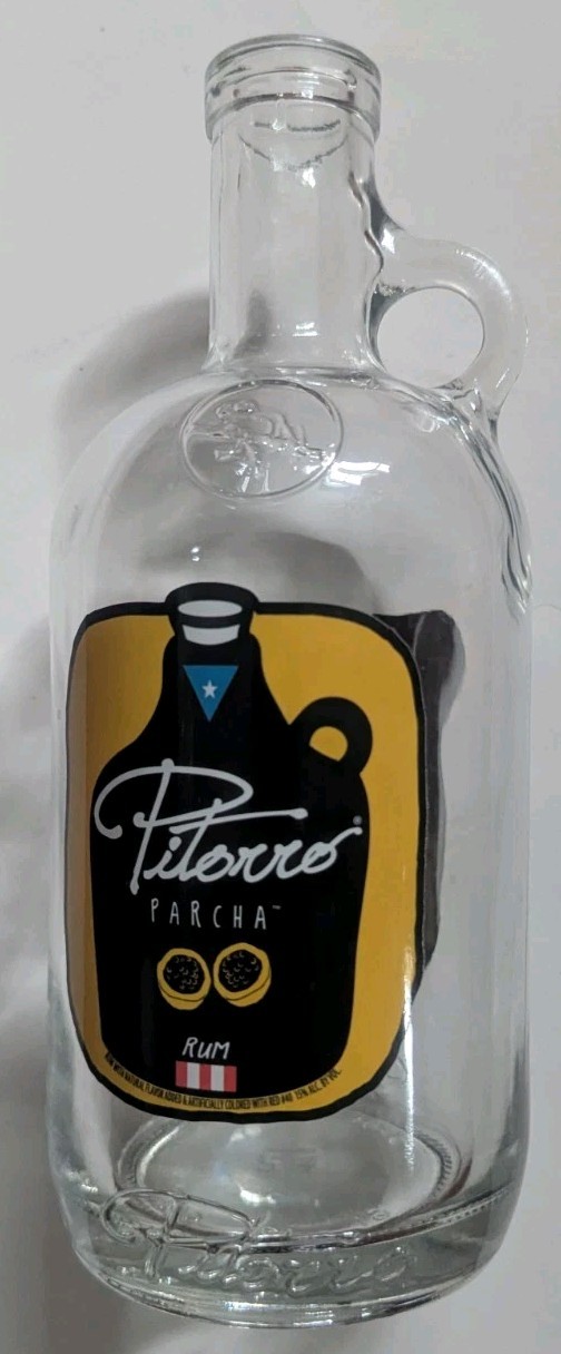 Empty Pitorro Parcha Rum Bottle, 750ml, Pre-Owned, Puerto Rico