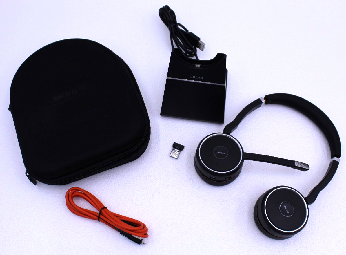 Jabra Evolve 75 Wireless Bluetooth Headset HSC040W w/ Dock, Dongle, USB & Case