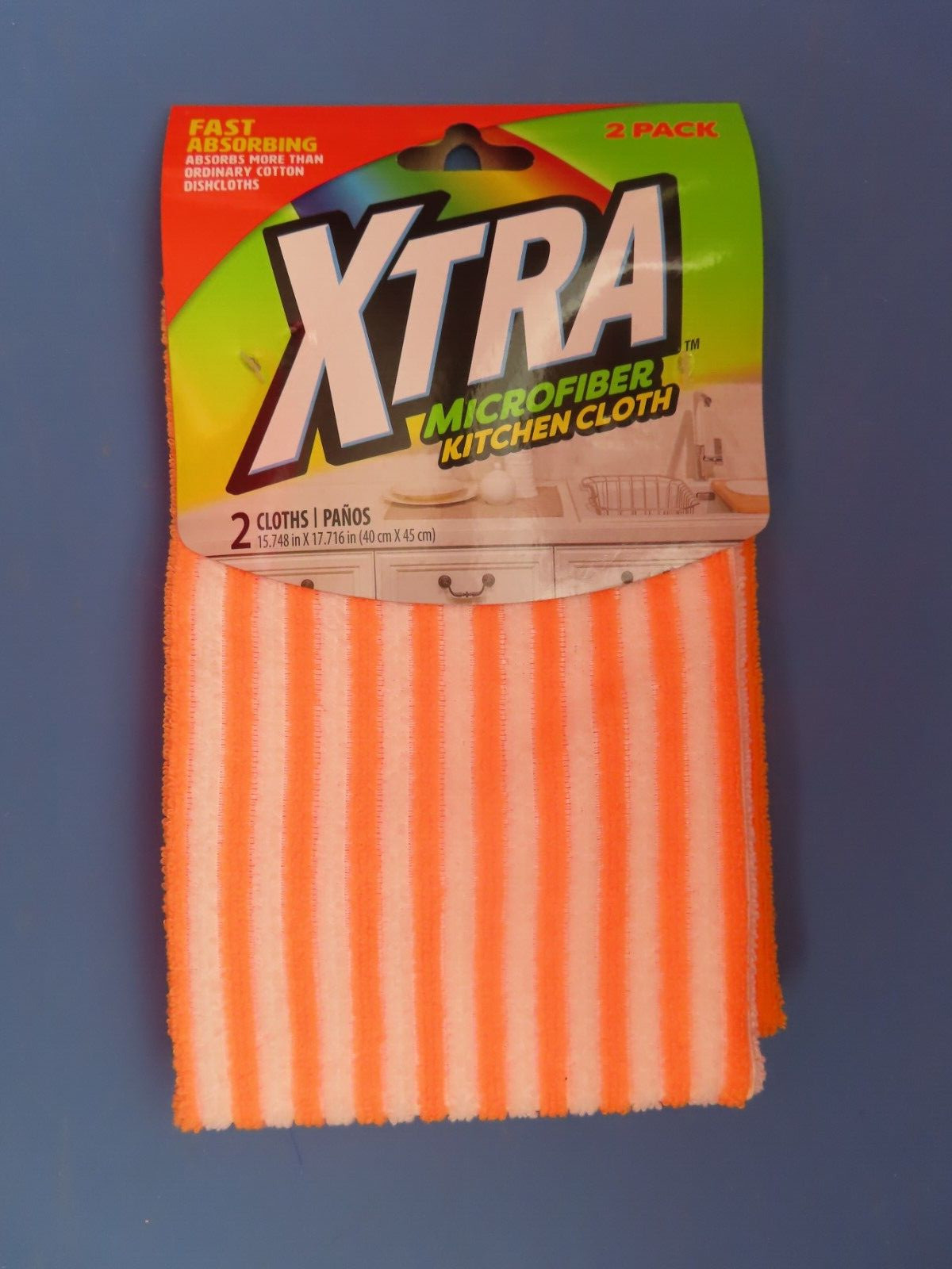 Xtra Microfiber Kitchen clothes 15.748" x 17.716" Pack of 2 Orange/White  NEW