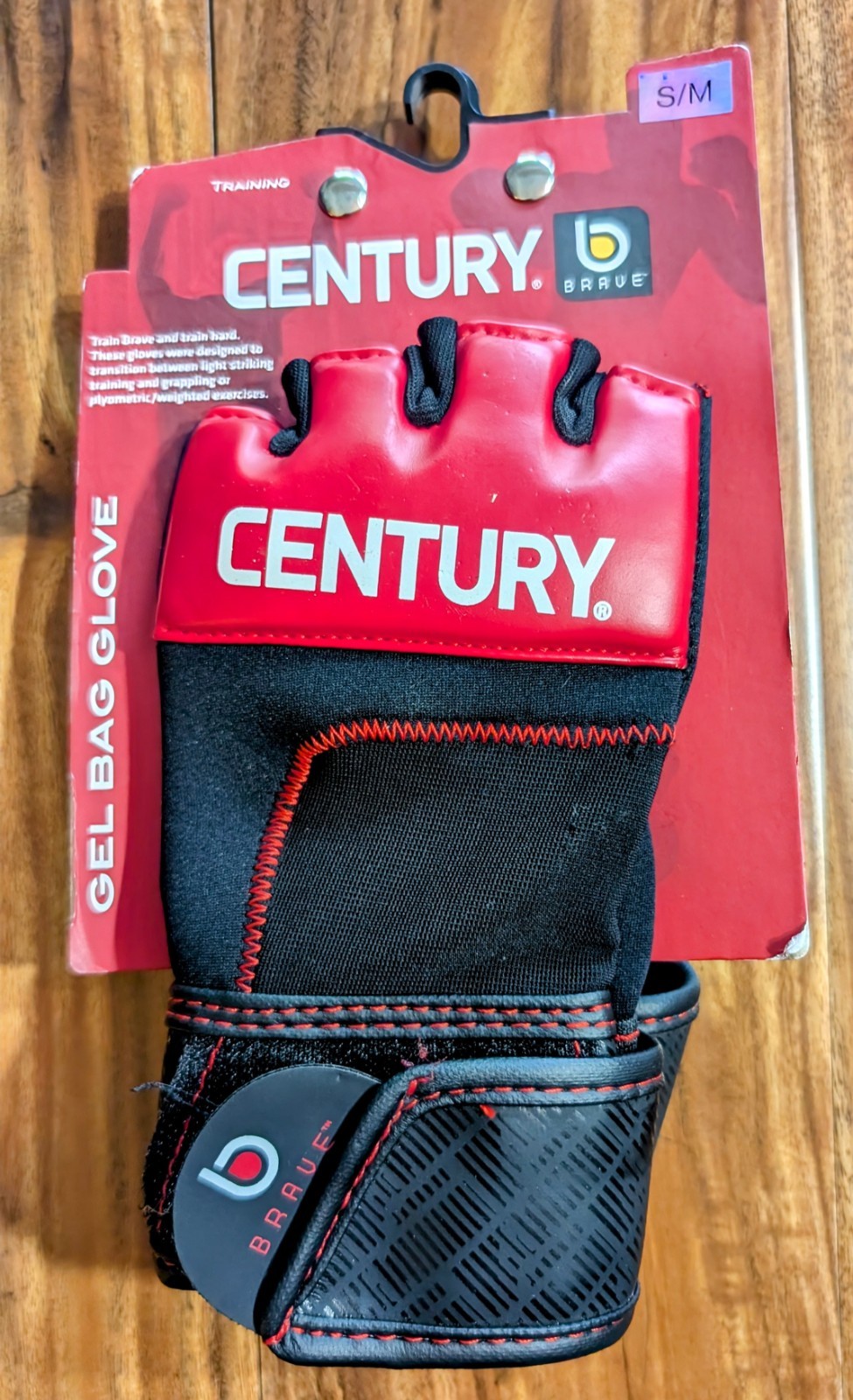 Century Brave MMA Gel Bag Gloves, Black/Red. Size S/M - NEW