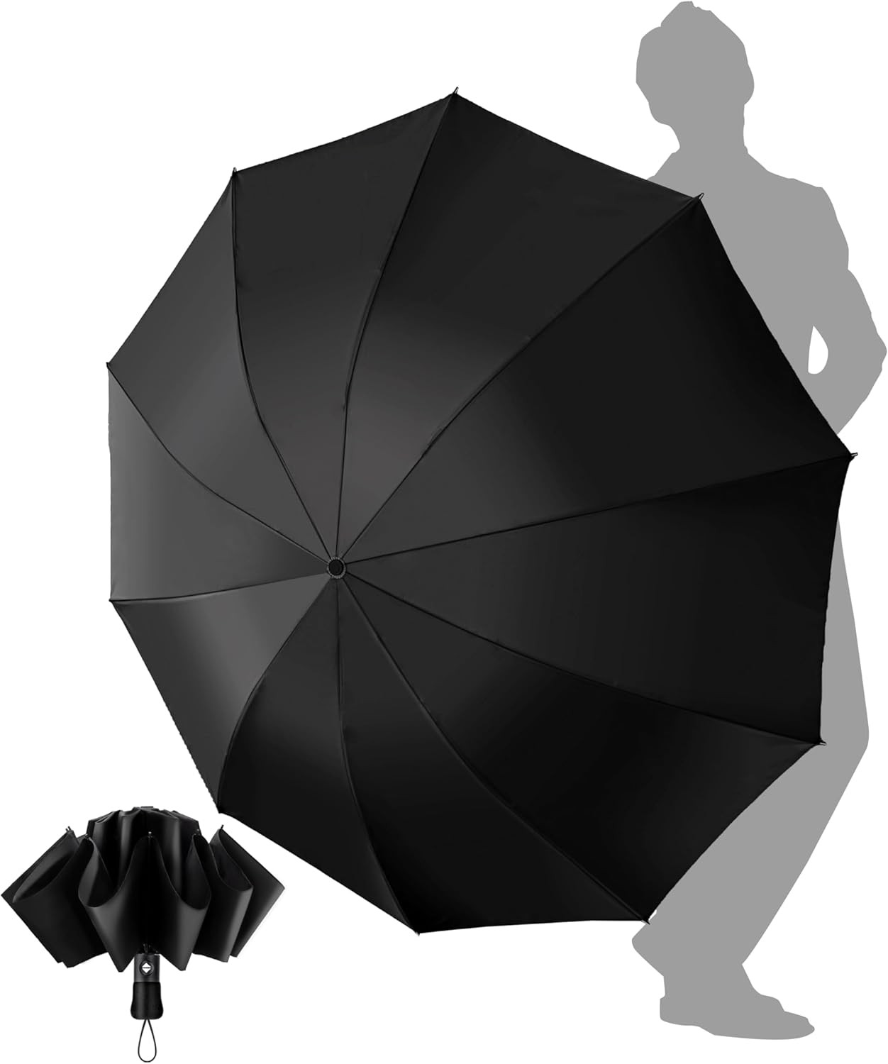 Travel Compact Umbrella Windproof - Portable Automatic Umbrellas for Rain, Inver
