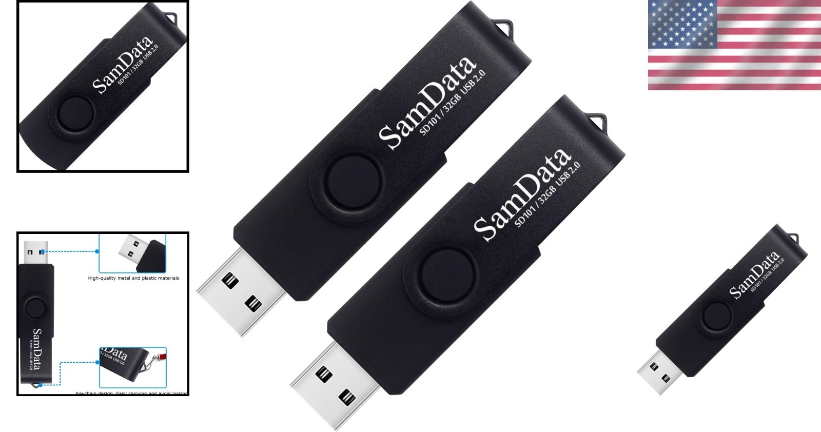 32GB USB Flash Drive 2-Pack with LED Indicator - Efficient Storage Solution