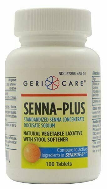 Health Star Senna Plus Natural Vegetable Laxative Stool Softener 100ct Pack of 4