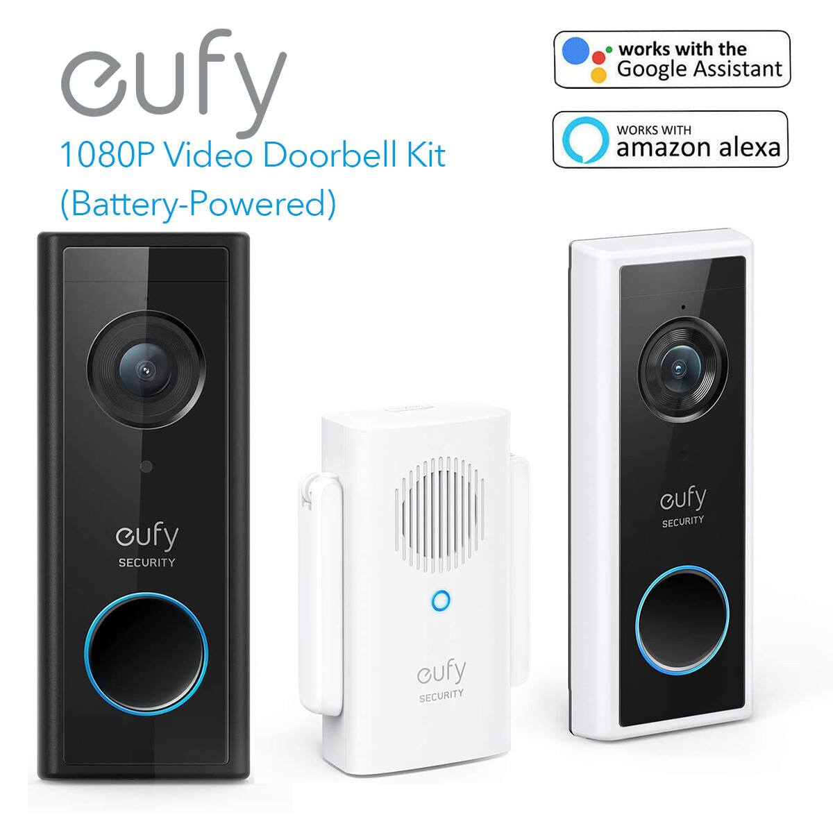 eufy Wireless Video Doorbell 1080P Security Camera Smart Intercom w/ Wi-Fi Chime