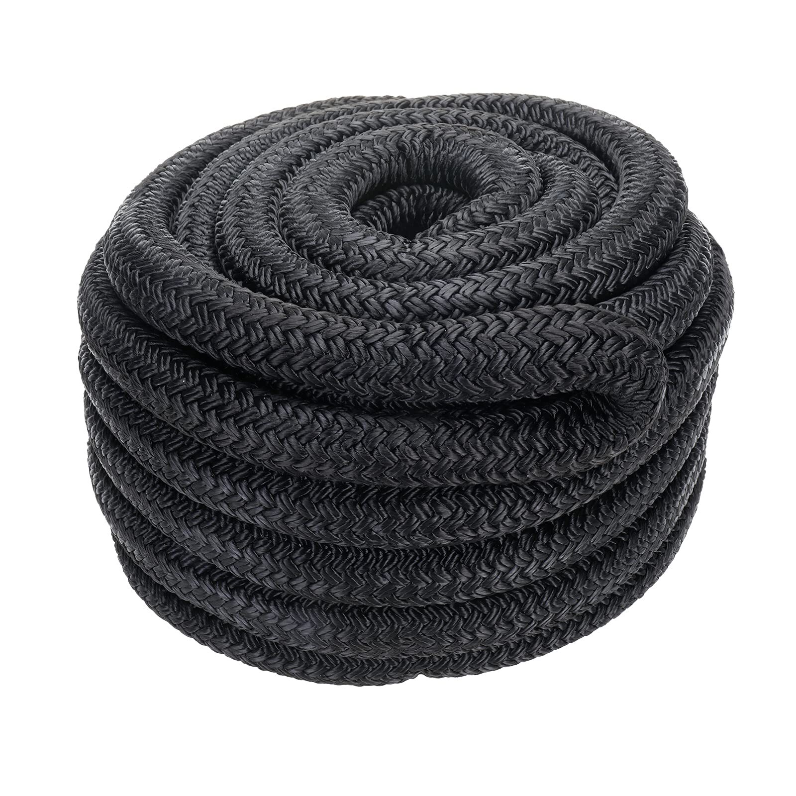 1 Pack 1 Inch 35 FT Double Braid Nylon Dock Line Mooring Rope Marine Boat Line