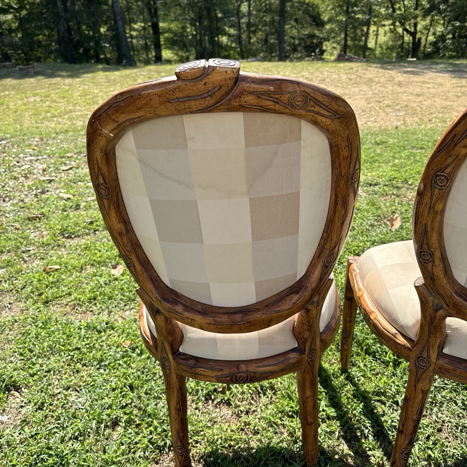 Casa Stradivari Dining Chairs Lot Of 3 Fabric Damaged And Wood Scuffed CPU ONLY