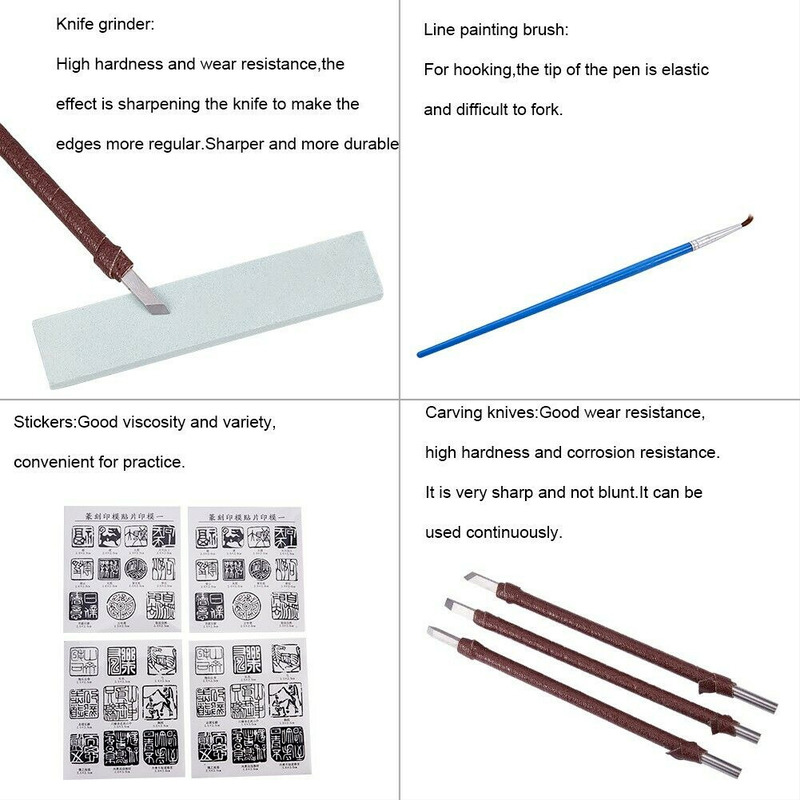 Calligraphy Art Hand Tools Set DIY Seal Stamp Stone Carving Tool Kit