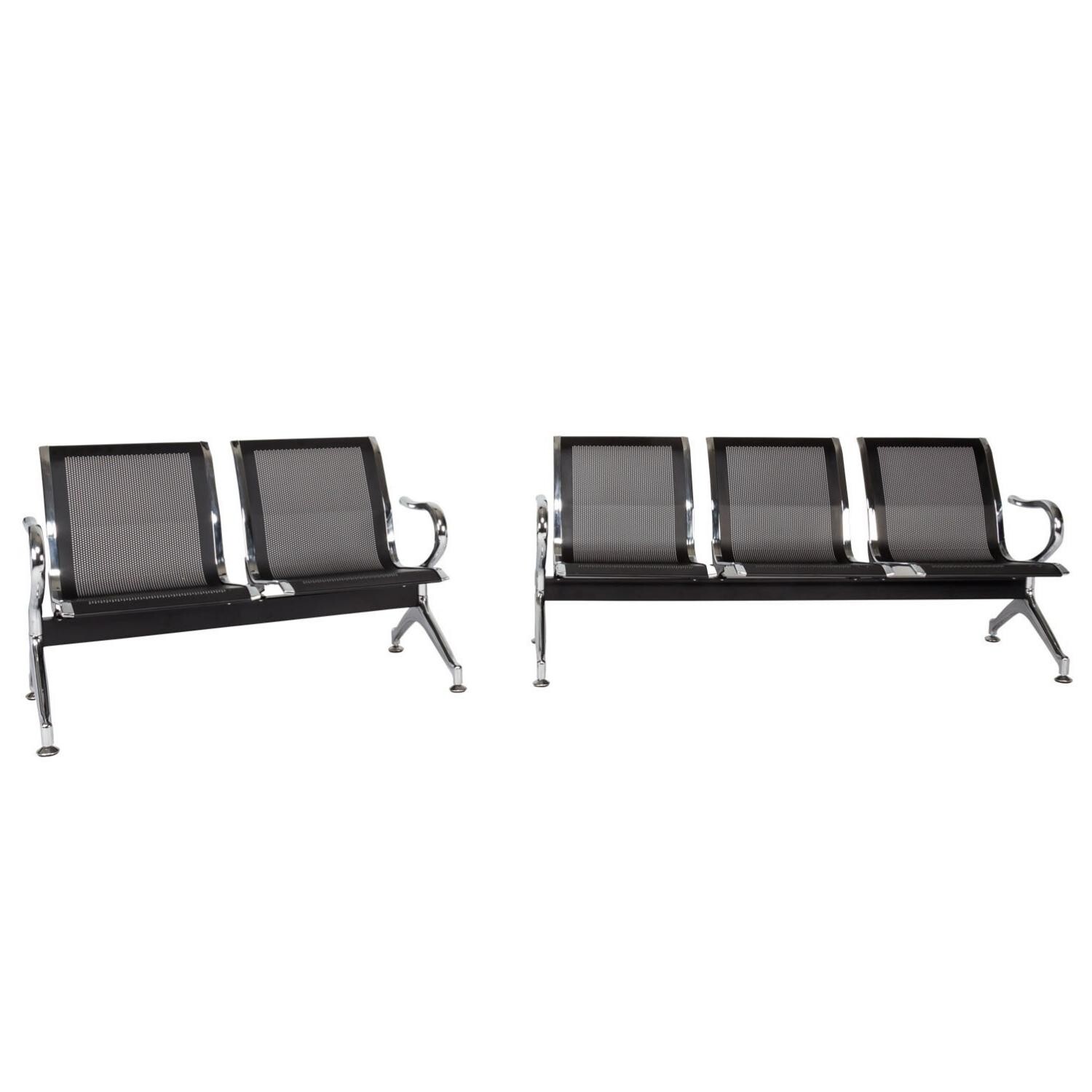 Waiting Room Chairs Set Reception Guest Bench Airport Salon Office Chair Black