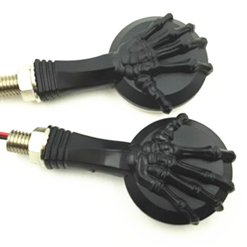 Pair Universal Motorcycle Skull Amber LED Turn Signal Indicator Light For Yamaha