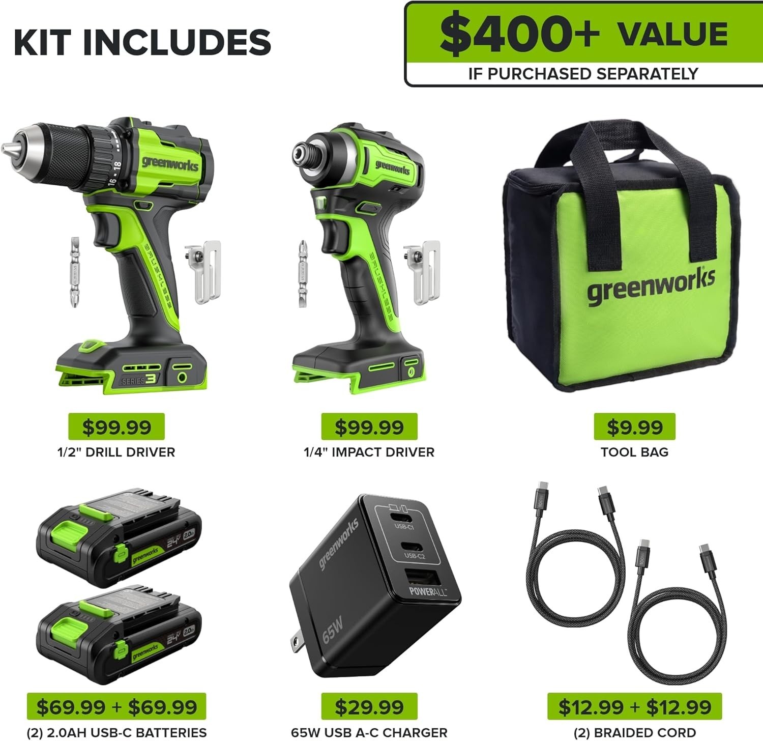 24V Brushless Drill & Impact Driver Combo Kit