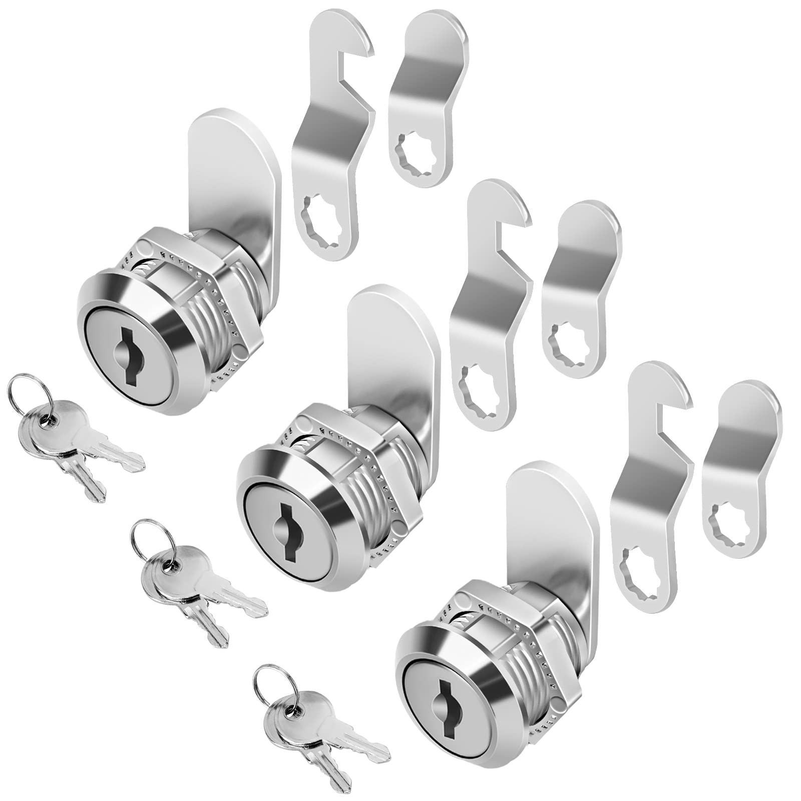 3 Packs Cabinet Locks with Keys 5/8" Cam Lock Keyed Alike Tool Box Lock for