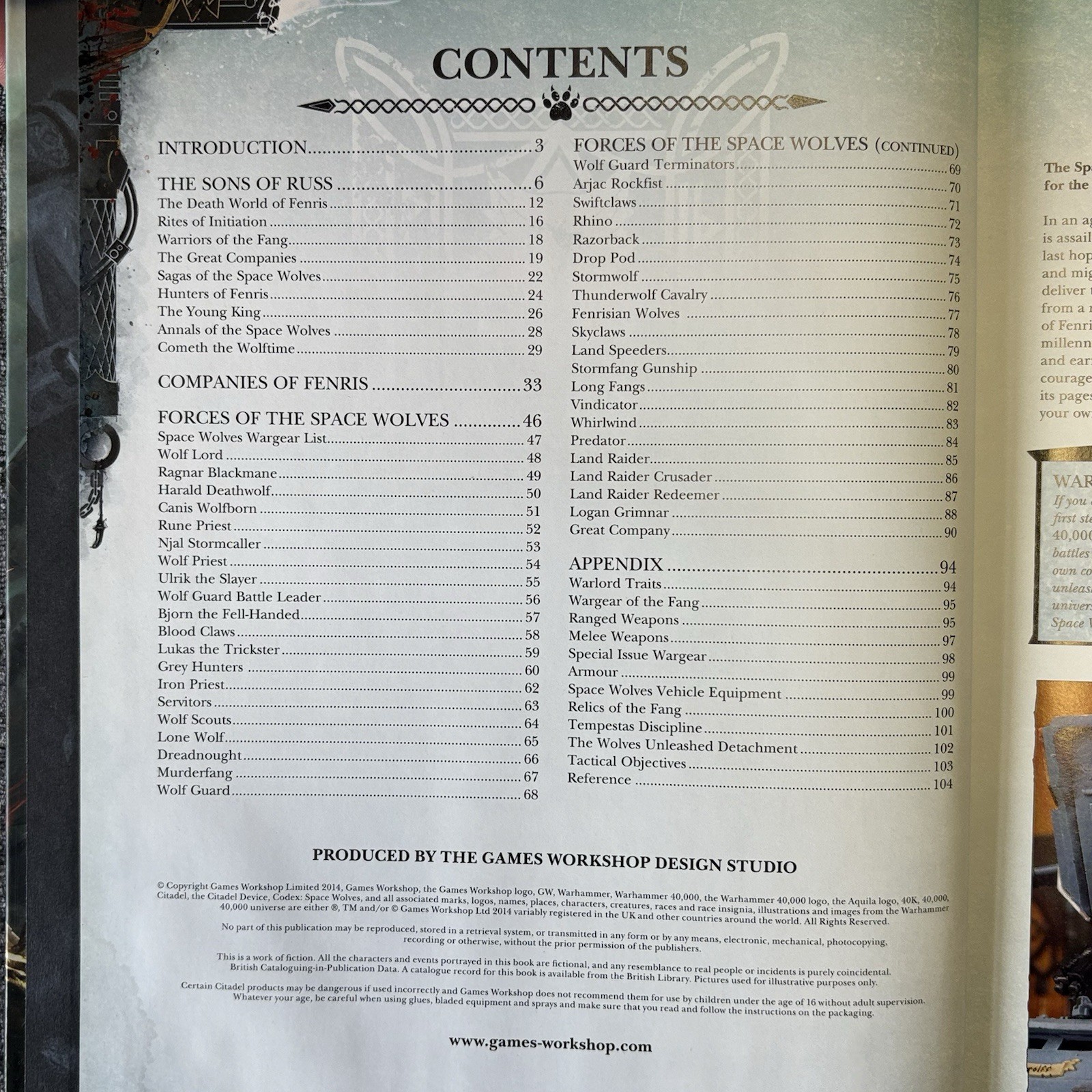 Games Workshop Warhammer 40k Codex Space Wolves Hardback Guide Book