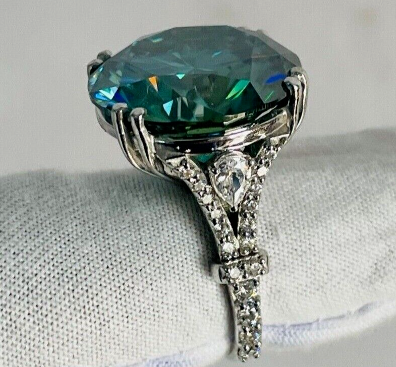 Certified 7.50 Ct Blue Treated Diamond Round Cut Solitaire Ring 925 Silver Ring