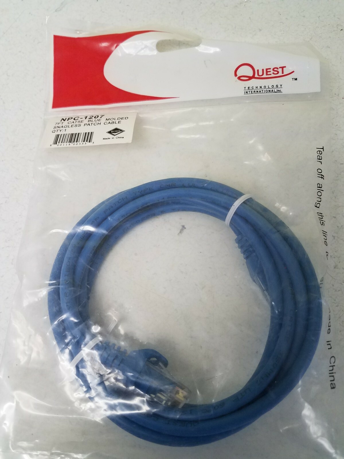 Quest NPC-1207 7 ft Cat5E Blue Molded Snagless Patch Cable
