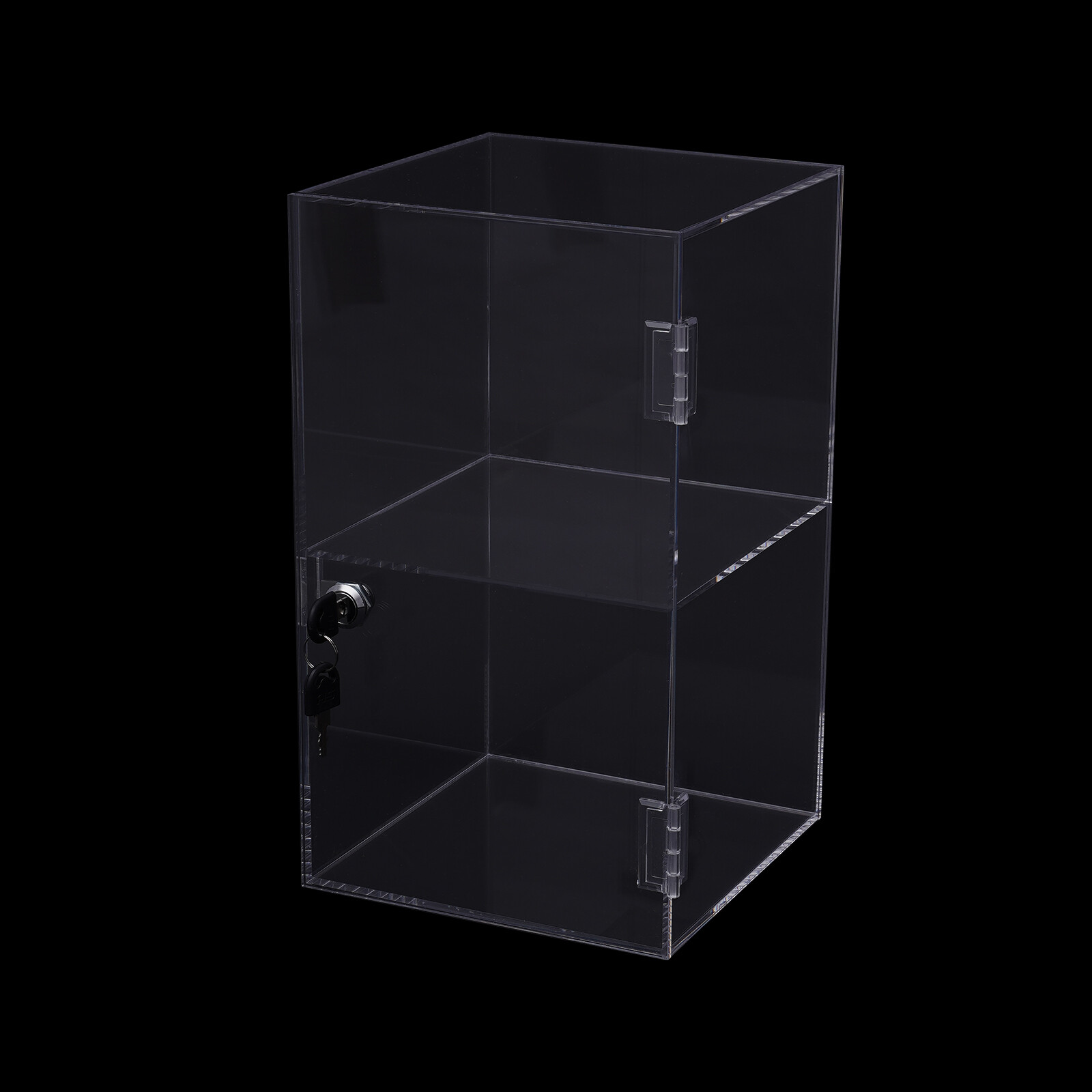 2-layers Countertop Display Case 20*20*35cm Locking Security Showcase Cabinet US