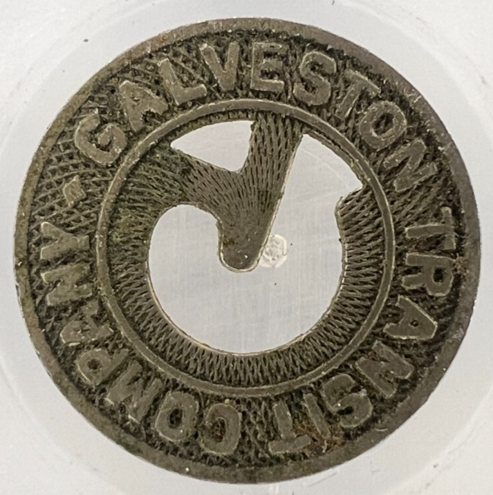 Galveston Transit Company Good For One Fare Full Token 16mm