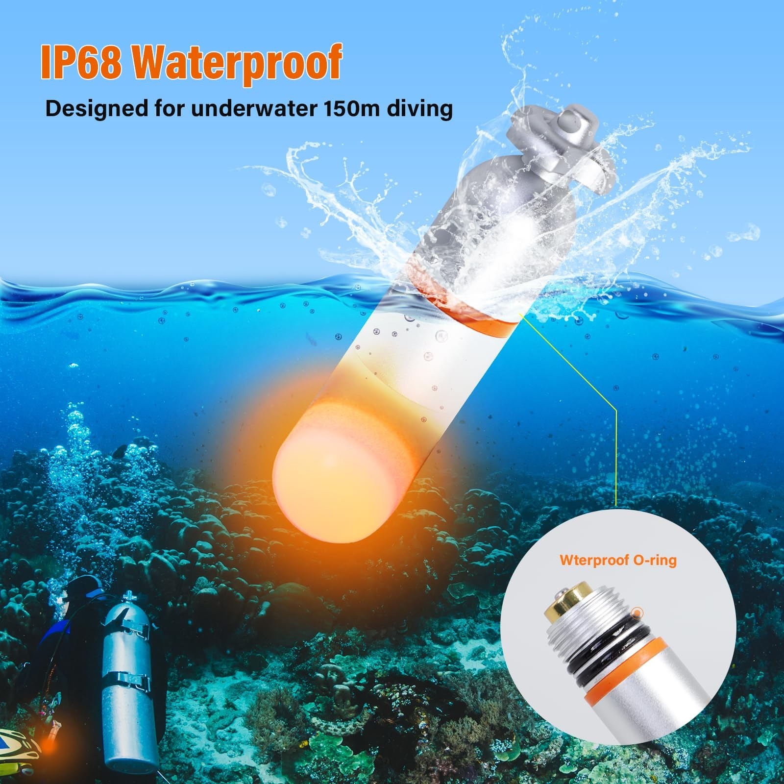 ORCATORCH SD01PRO Upgraded Bright Dive Signal Light, Submersible Beacon Mini ...