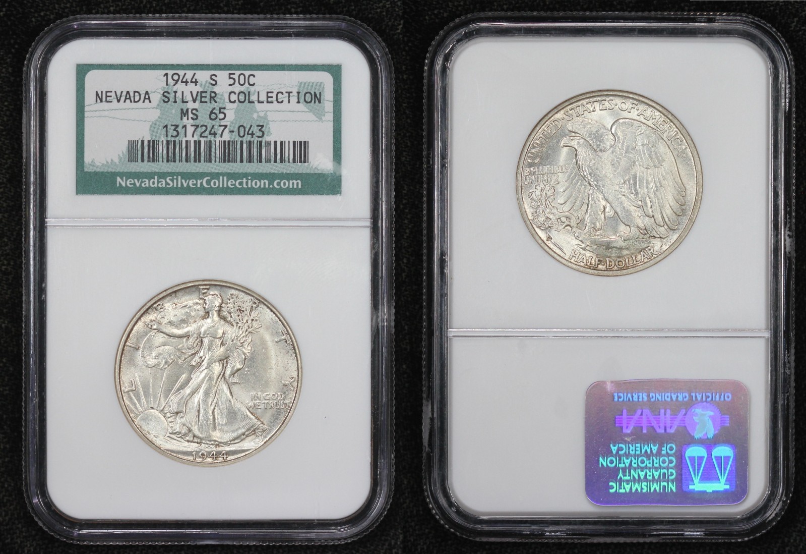 1944-S Walking Liberty Dollar Nevada Silver Collection NGC MS-65 61E2