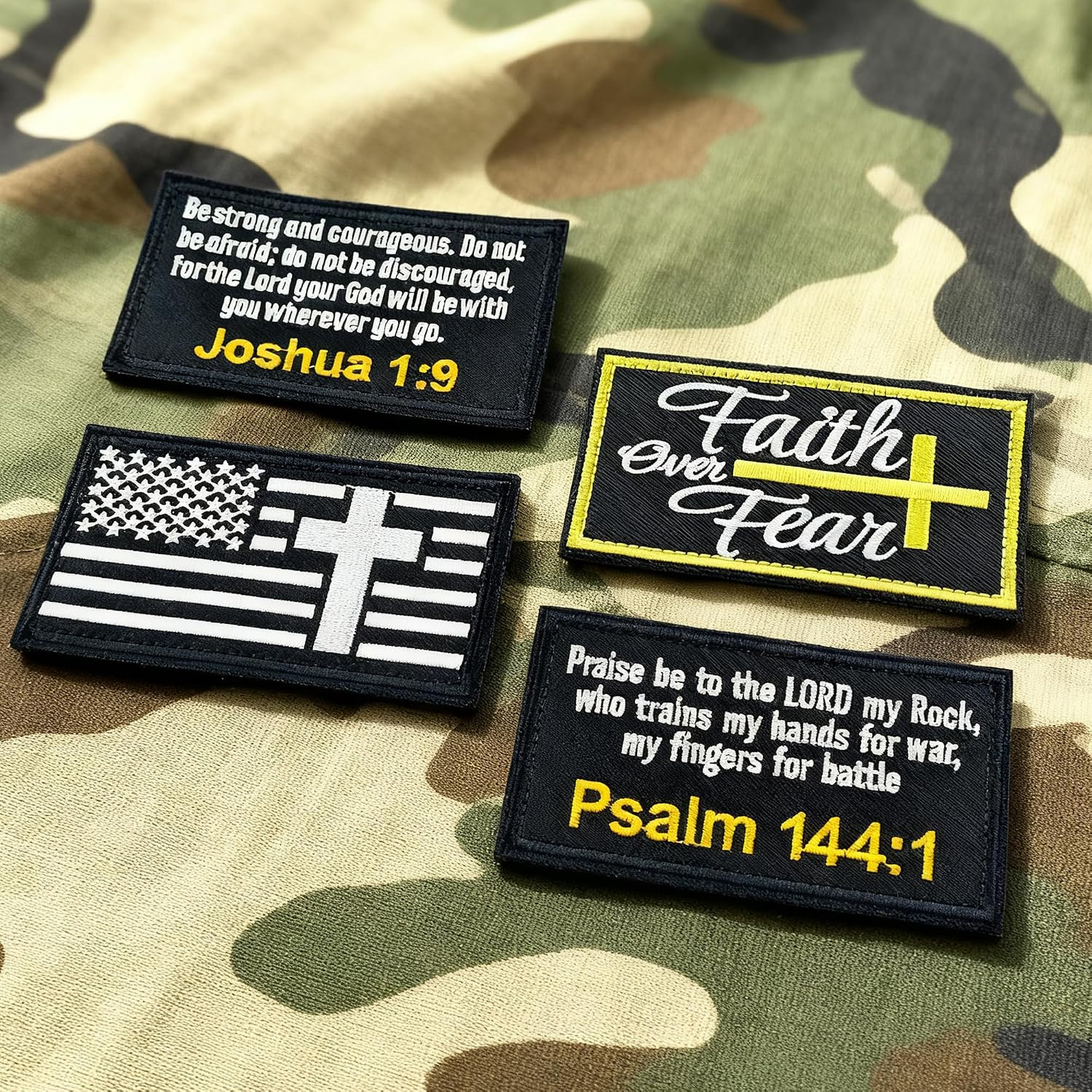 Tactical Christian Cross Patch for Men-8 Pack Military Morale Hook and Loop Patc