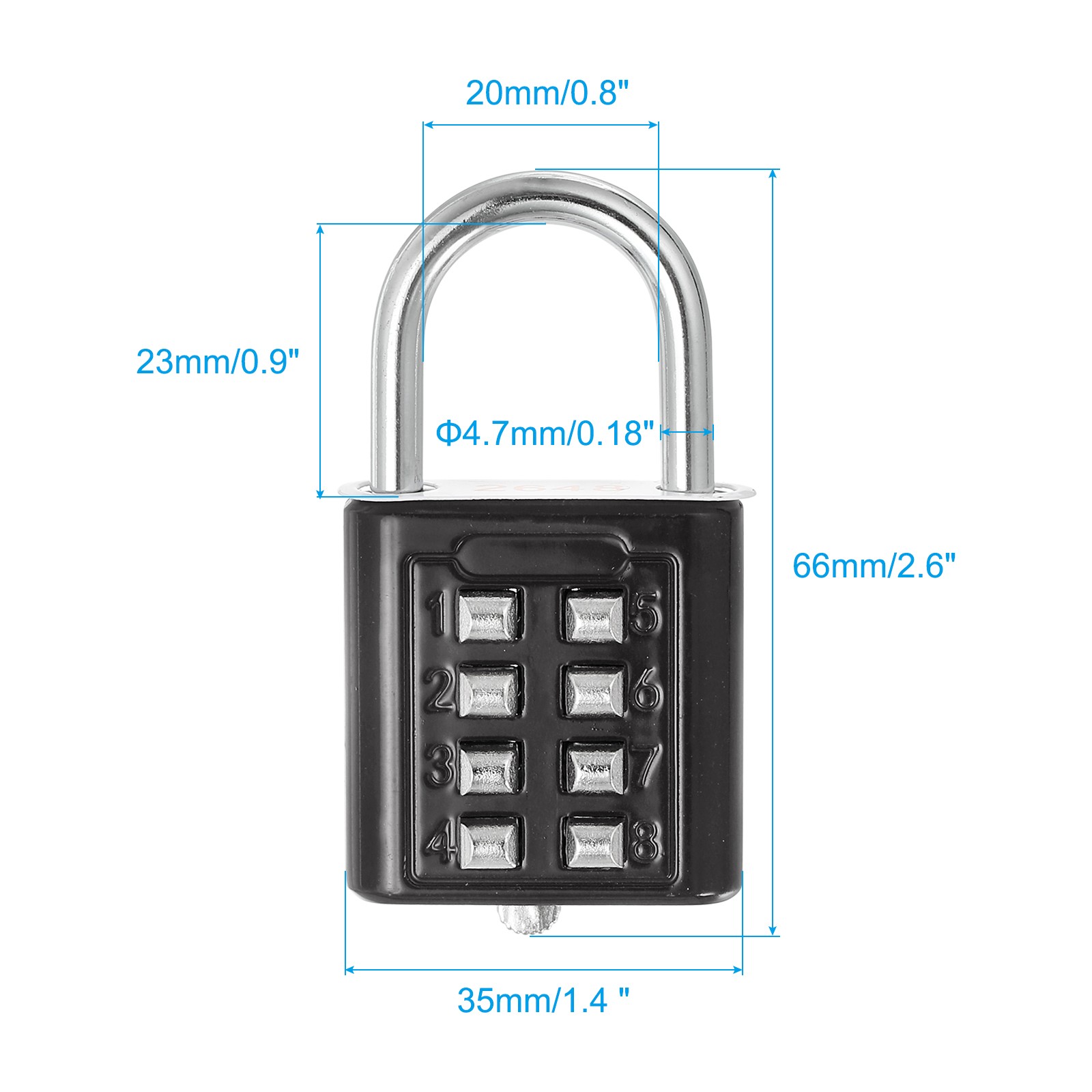 8 Digit Button Combination Padlock 4 Digit Locking Mechanism Lock Black